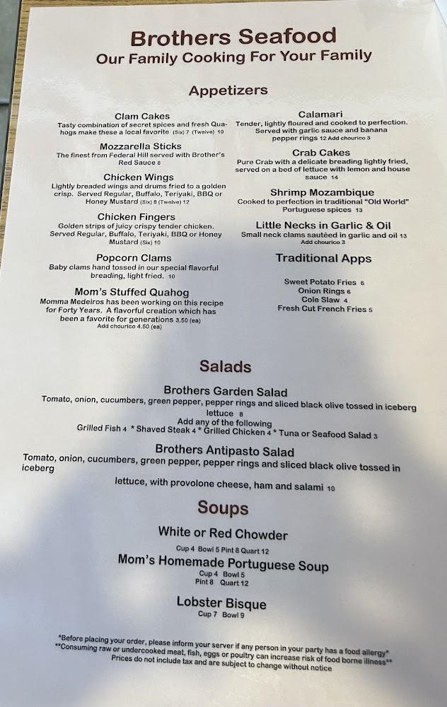 Brothers Seafood Restaurant Menu image 3